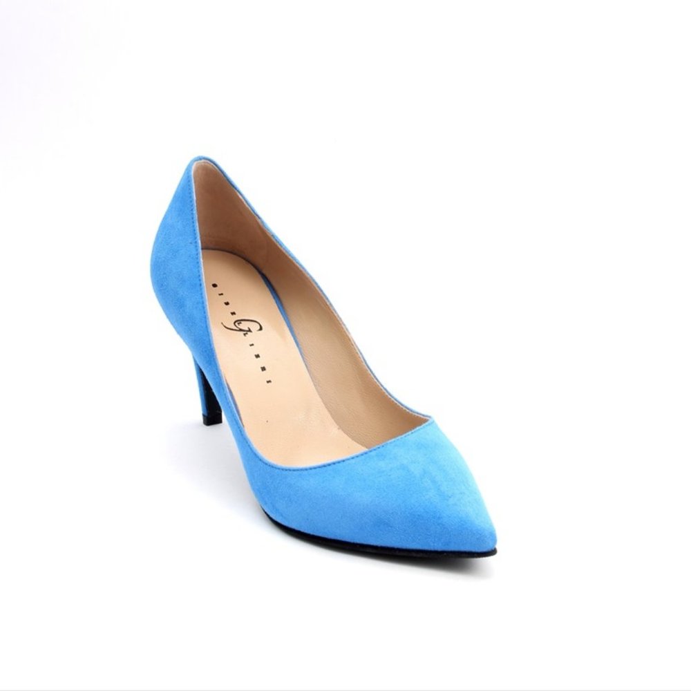 ITALIAN Blue Suede Pointy Pumps